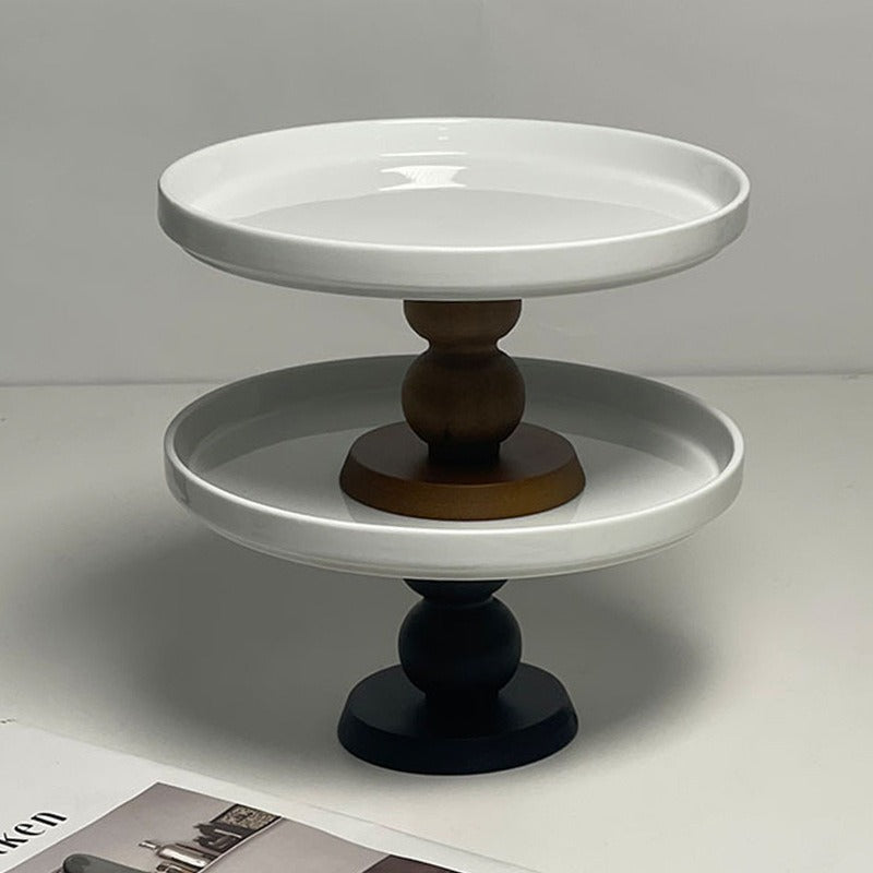 Wood Base Cake Stand