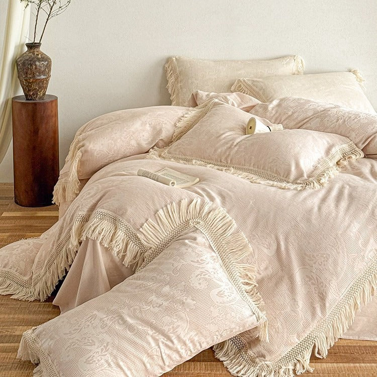 Linen Fringe Bedding Set