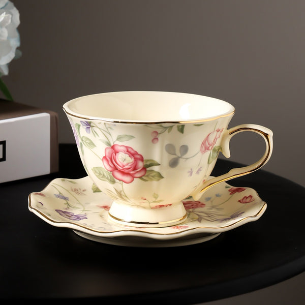 Vintage Peony Cream Teacup Set