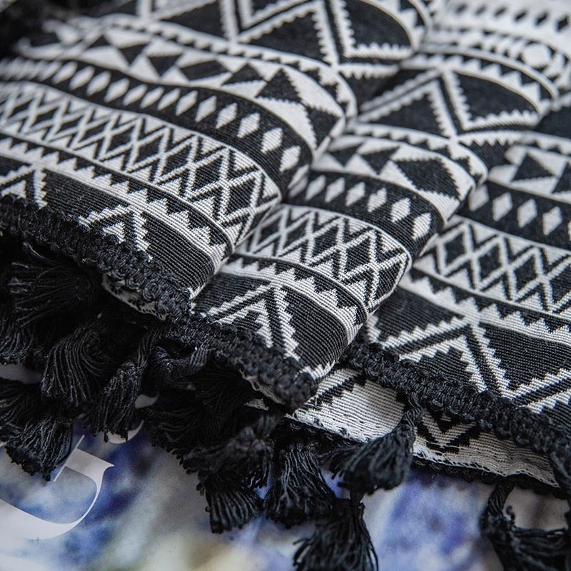 Wild Black Geometry Tassel Curtain