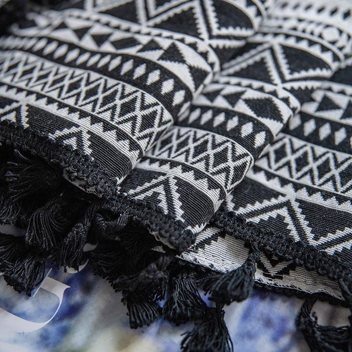 Wild Black Geometry Tassel Curtain