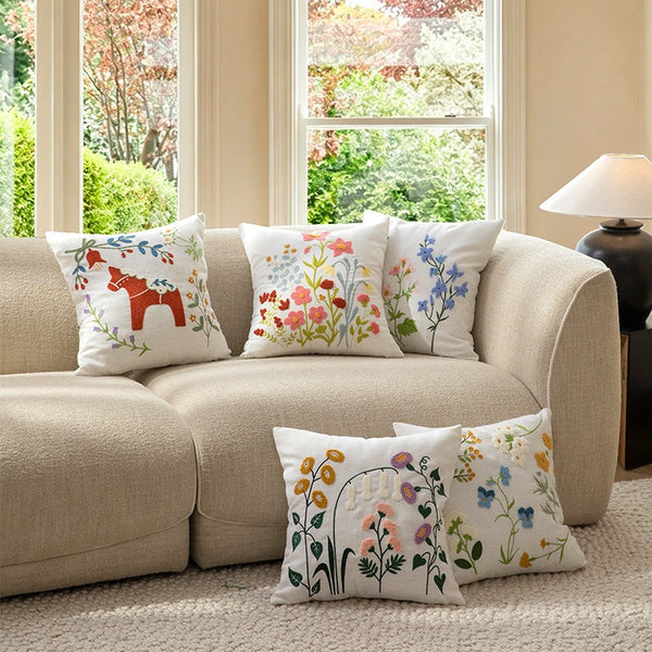 Folk Garden Embroidered Cushion