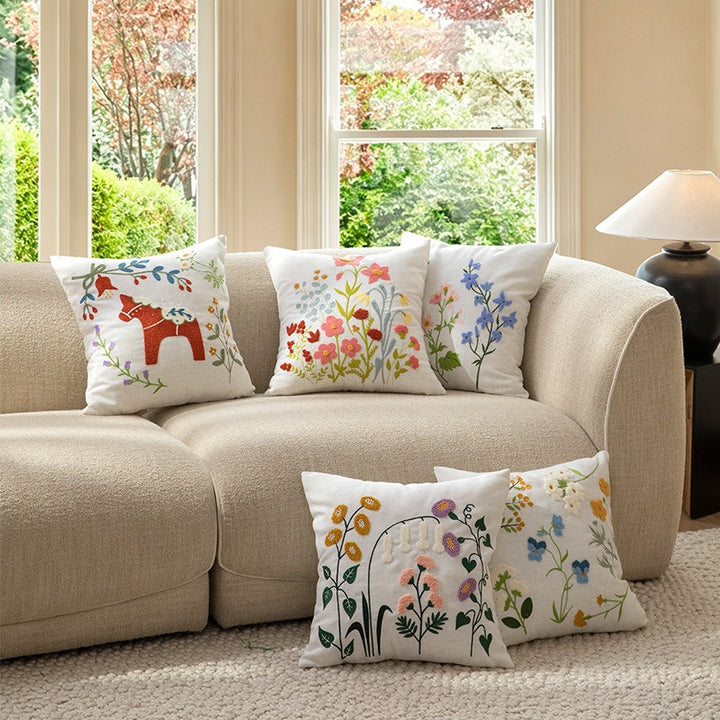 Folk Garden Embroidered Cushion