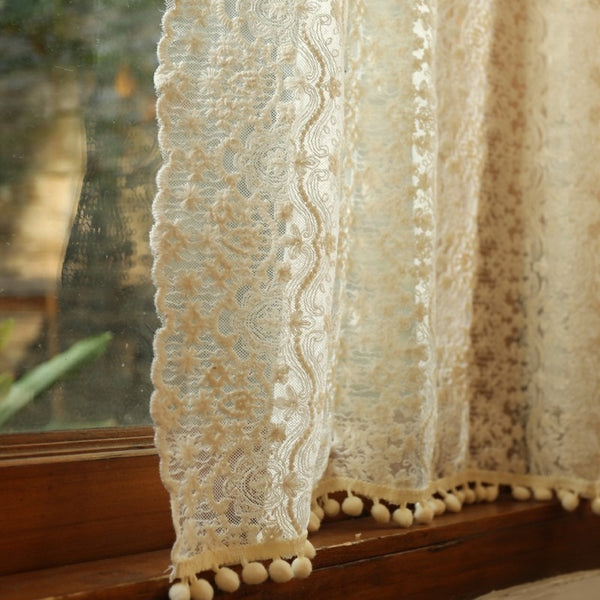 Lace Pom Pom Cabinet Curtain