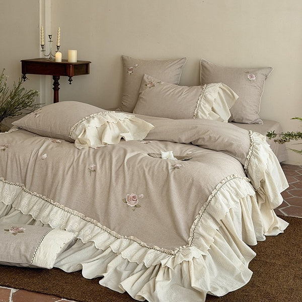 Linen Rose Garden Bedding Set