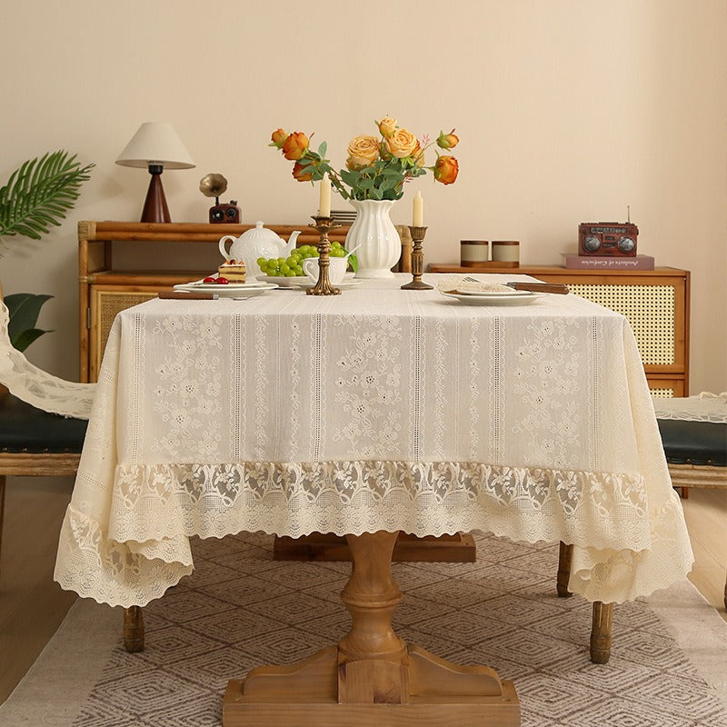 Chateau Lace Ruffle Tablecloth