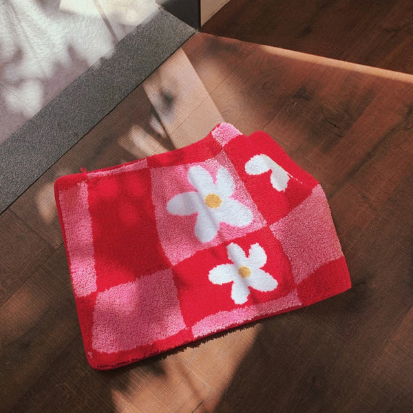 Checkerboard Daisy Bath Mat