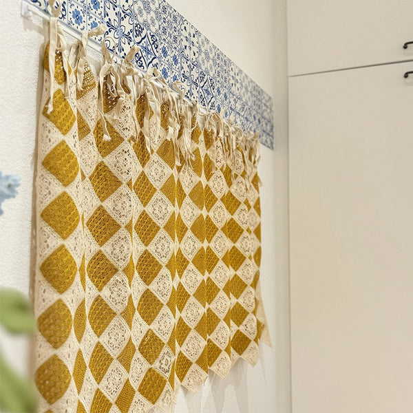 Mustard Diamond Lace Cabinet Curtain