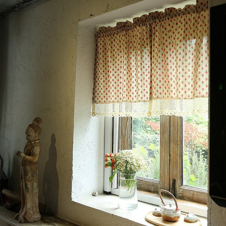Creamy Strawberry Cabinet Curtain