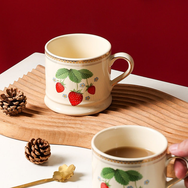 Gold Rim Strawberry Mug