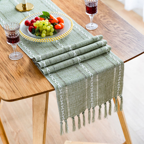 Cloudy Day Tassel Table Runner