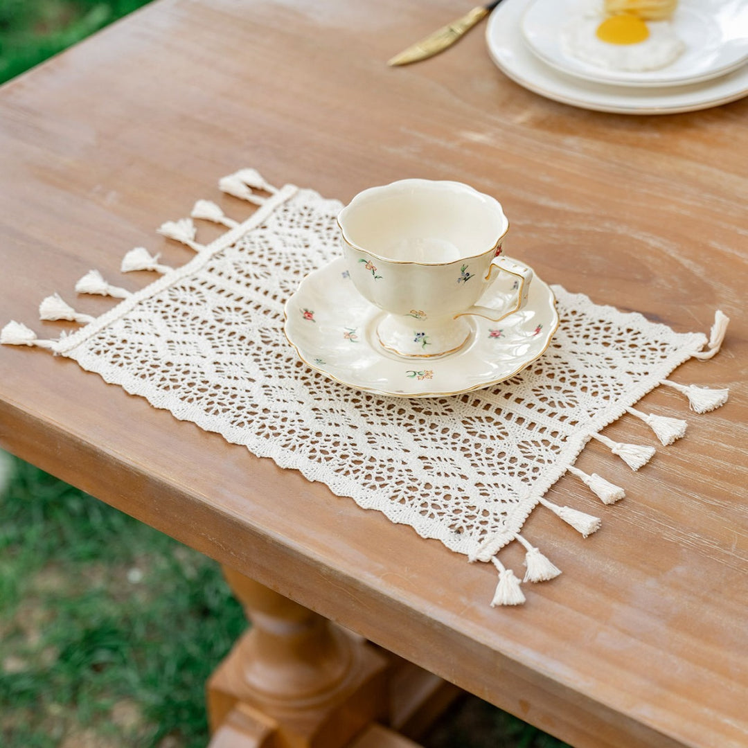 French Crochet Tassel Placemat Set