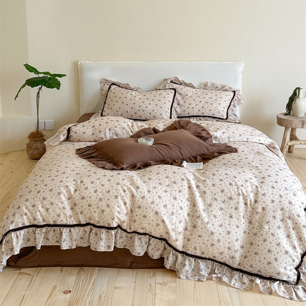 Brown Floral Bedding Set