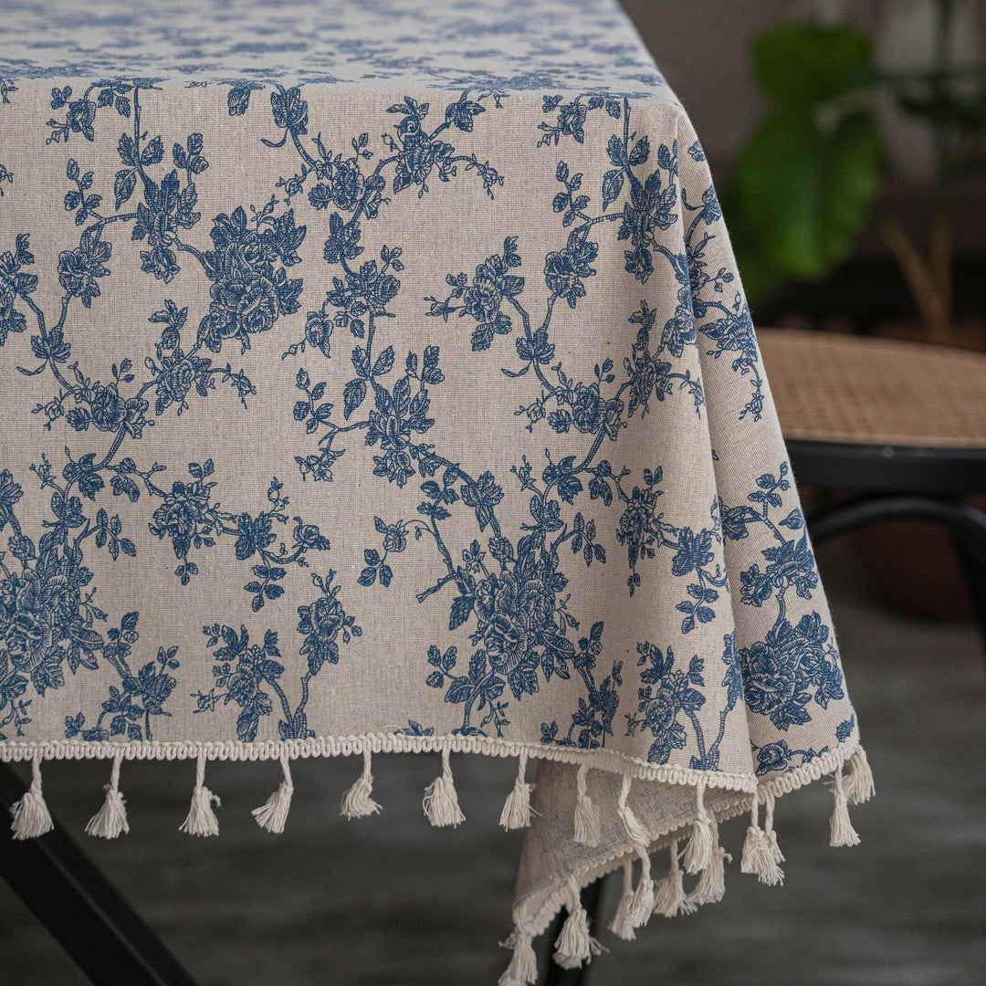 Retro Blooming Blue Table Cloth