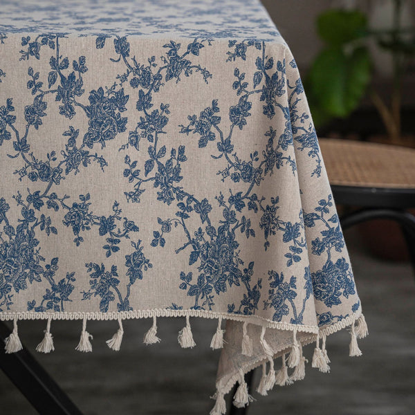 Retro Blooming Blue Table Cloth