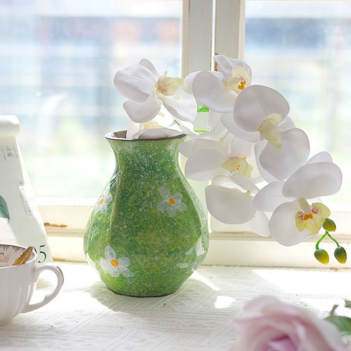 Daisy Green Ceramic Vase