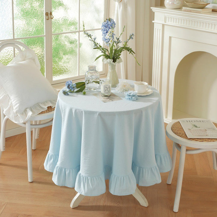 Block Colour Ruffle Round Tablecloth