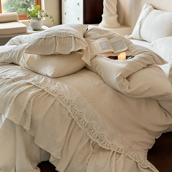 Beige Linen Bedding Set