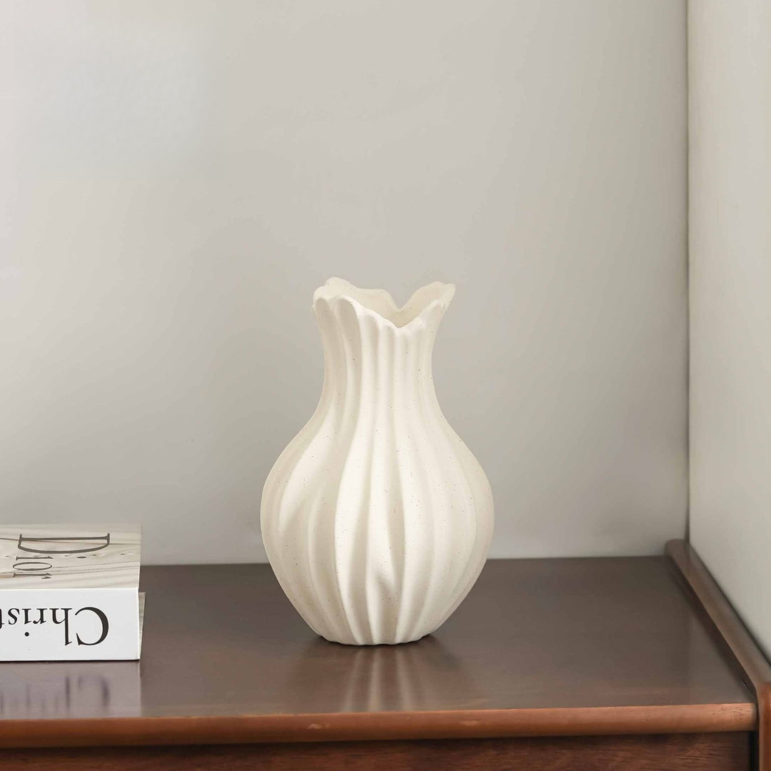 Ruffle Pleat Ceramic Vase