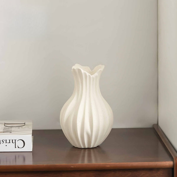 Ruffle Pleat Ceramic Vase