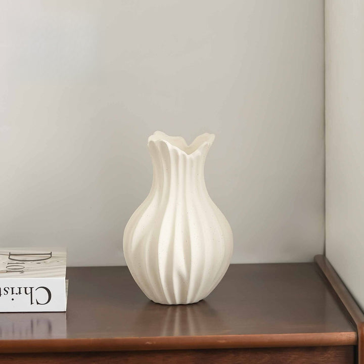 Ruffle Pleat Ceramic Vase