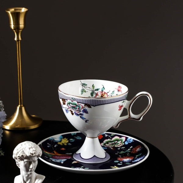 Noir Bloom Pedestal Teacup Set