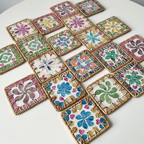 Shell Art Square Coaster Set