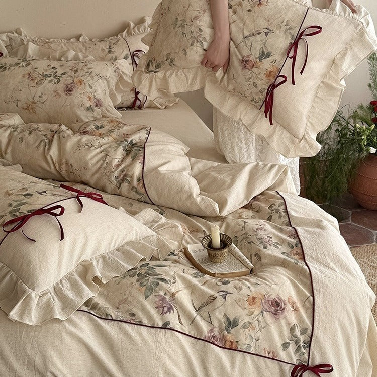Oil Painting Floral Bedding Set