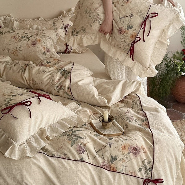 Oil Painting Floral Bedding Set