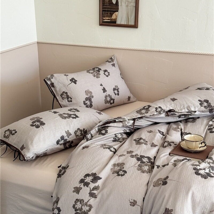Zen Mind Ink Floral Bedding Set