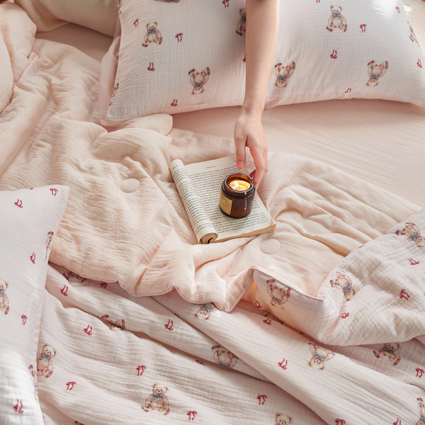 Bear & Cherry Summer Quilted Blanket