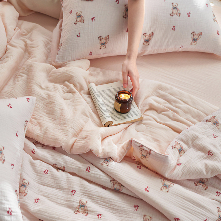 Bear & Cherry Summer Quilted Blanket