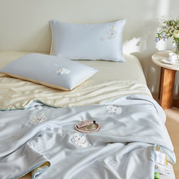 Cute Elephant Lyocell Summer Quilted Blanket