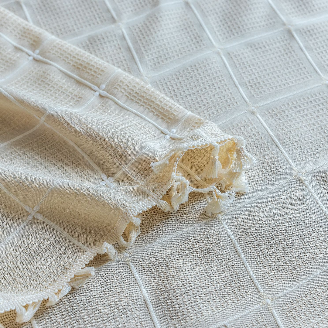 Sunlit Check Fringe Curtain