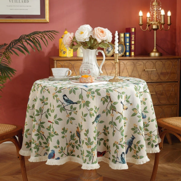 Nature's Songbird Fringe Tablecloth