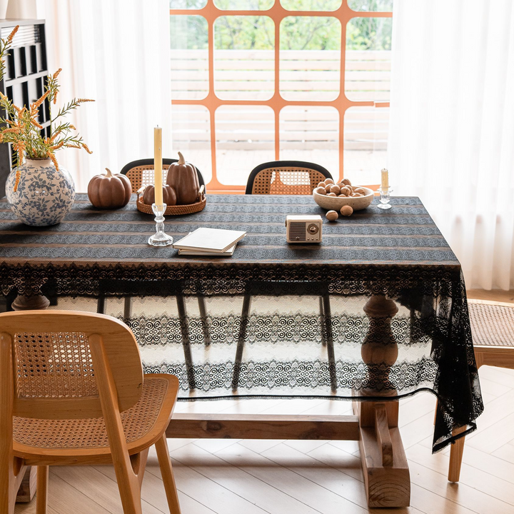 Retro Stripe Lace Tablecloth
