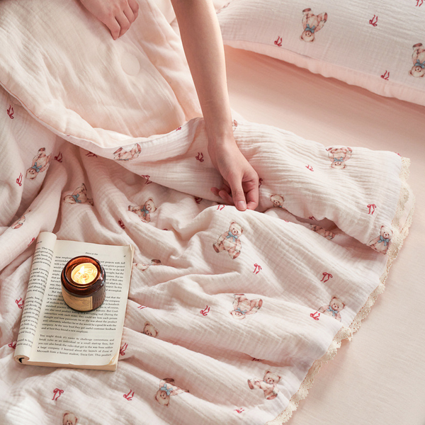 Bear & Cherry Summer Quilted Blanket