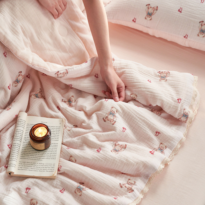 Bear & Cherry Summer Quilted Blanket