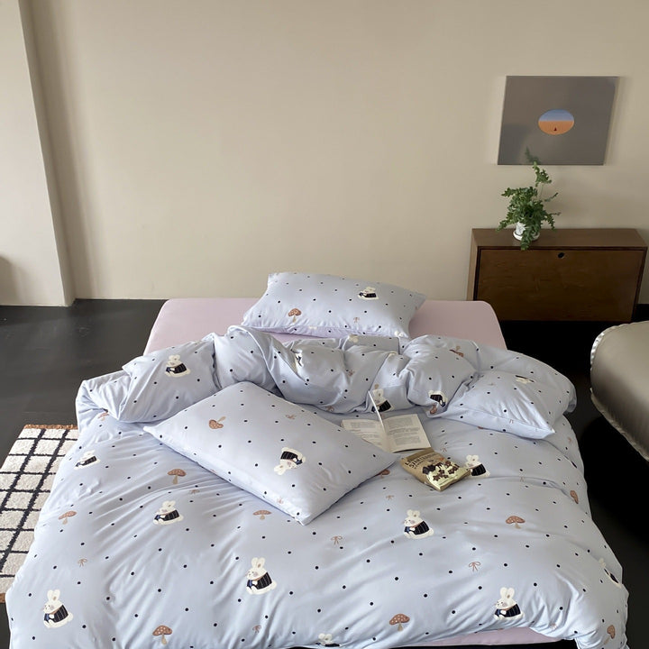 Mushroom Bunny Dots Bedding Set