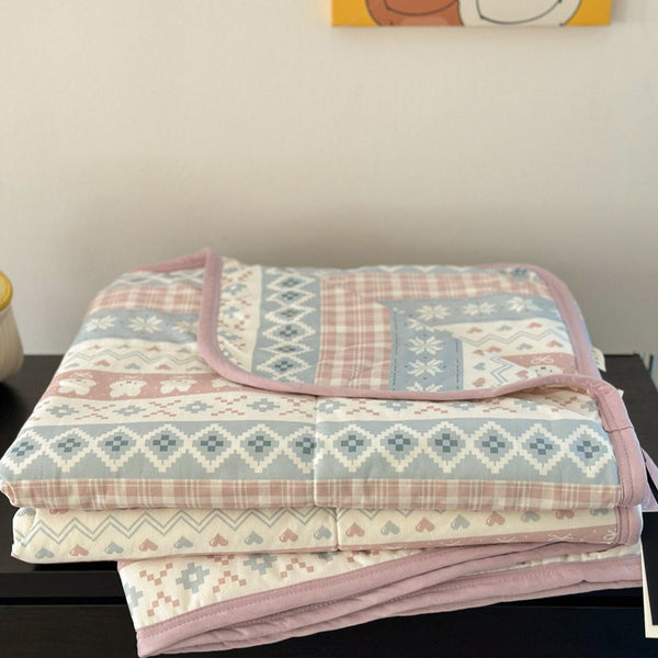 Pink Patchwork Summer Quilted Blanket