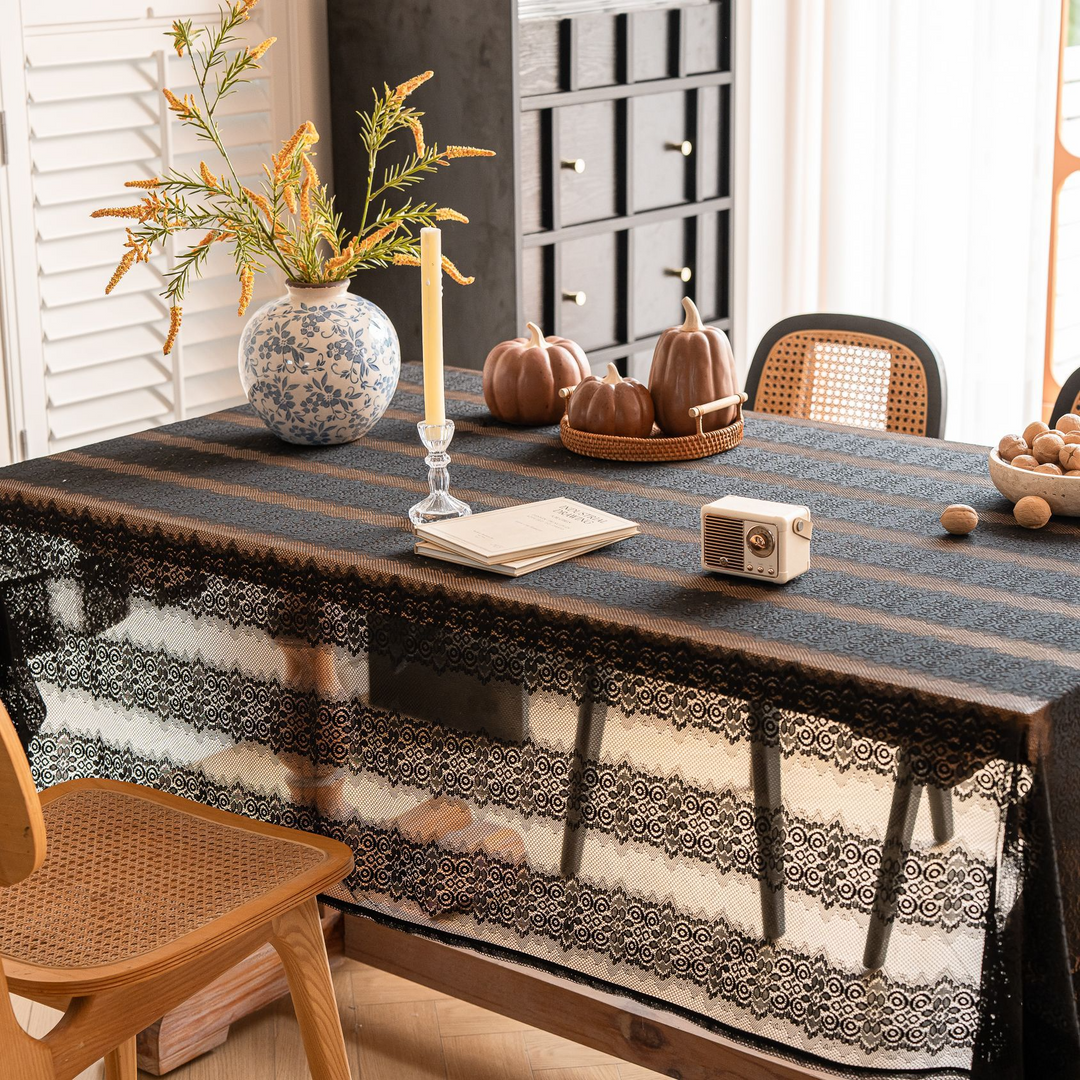 Retro Stripe Lace Tablecloth