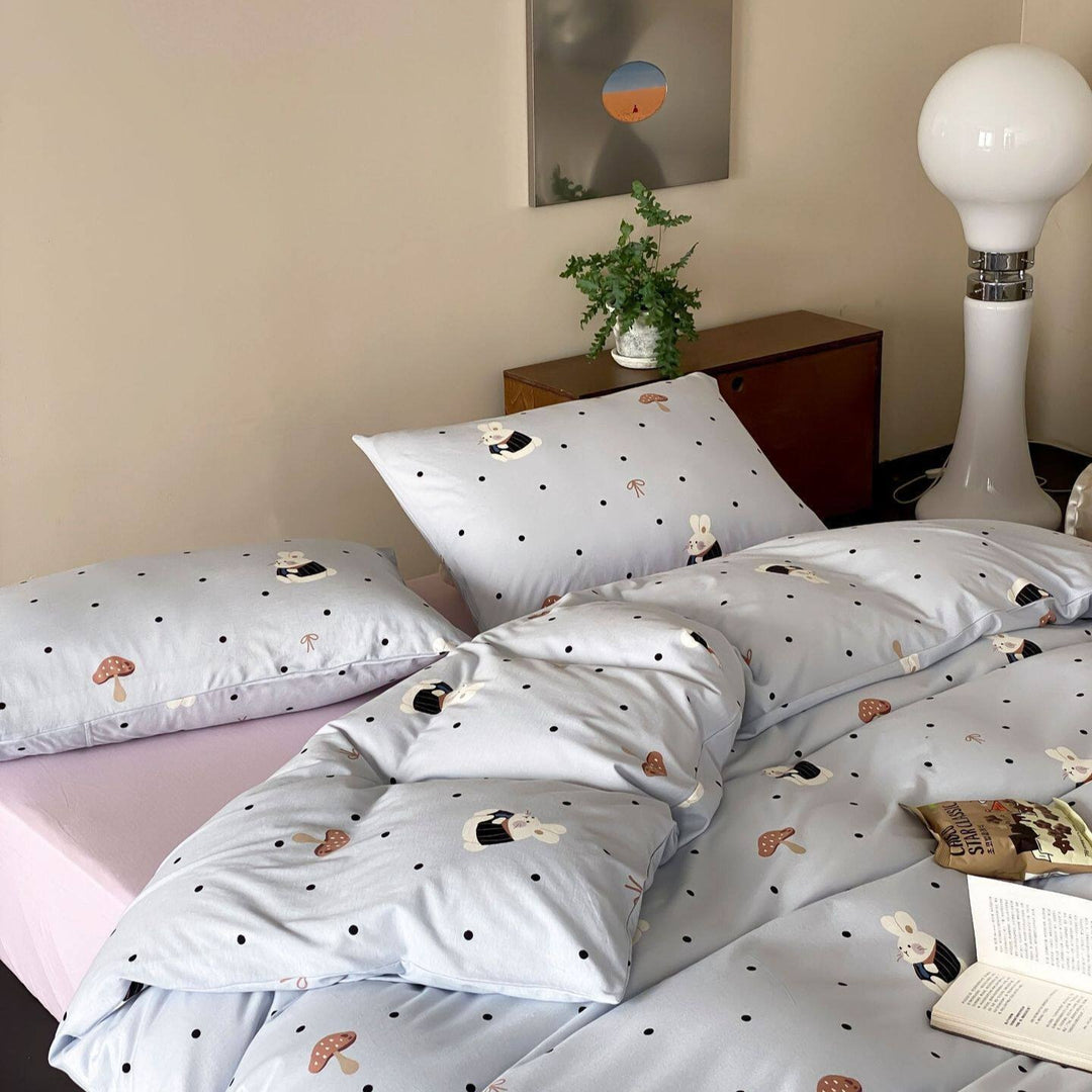 Mushroom Bunny Dots Bedding Set