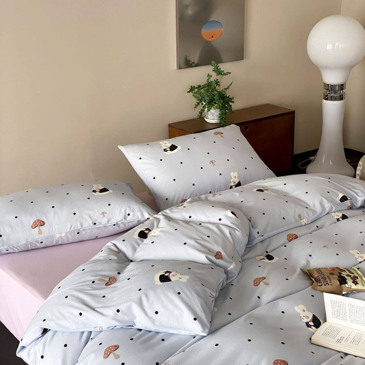 Mushroom Bunny Dots Bedding Set