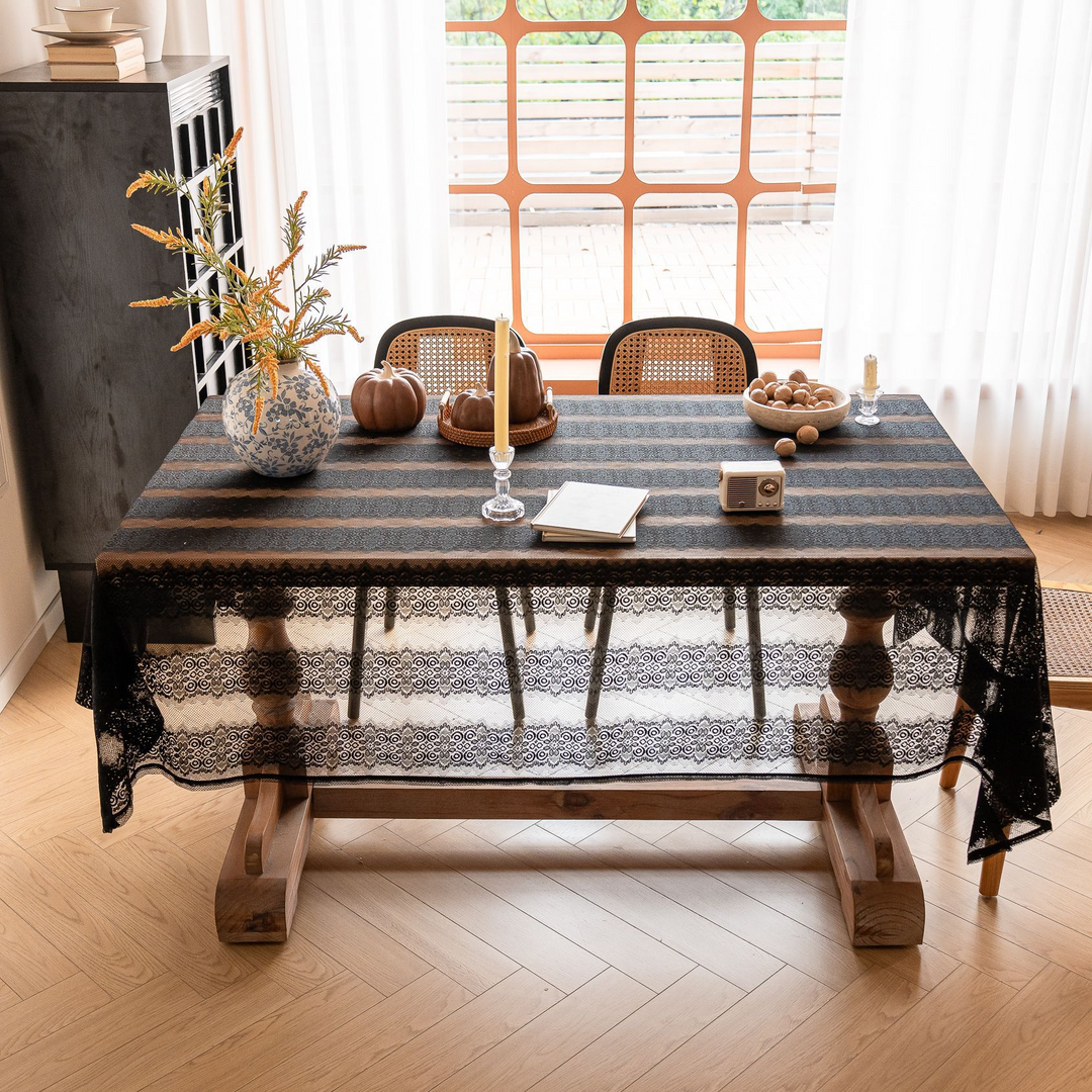 Retro Stripe Lace Tablecloth