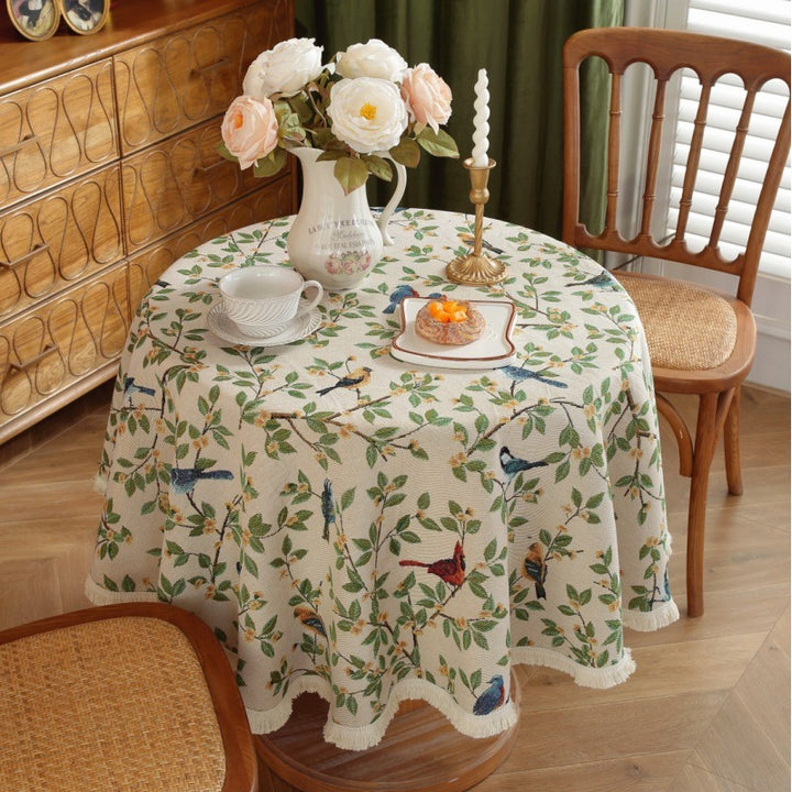 Nature's Songbird Fringe Tablecloth
