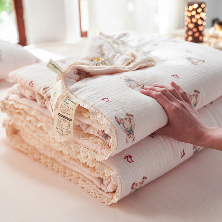 Bear & Cherry Summer Quilted Blanket