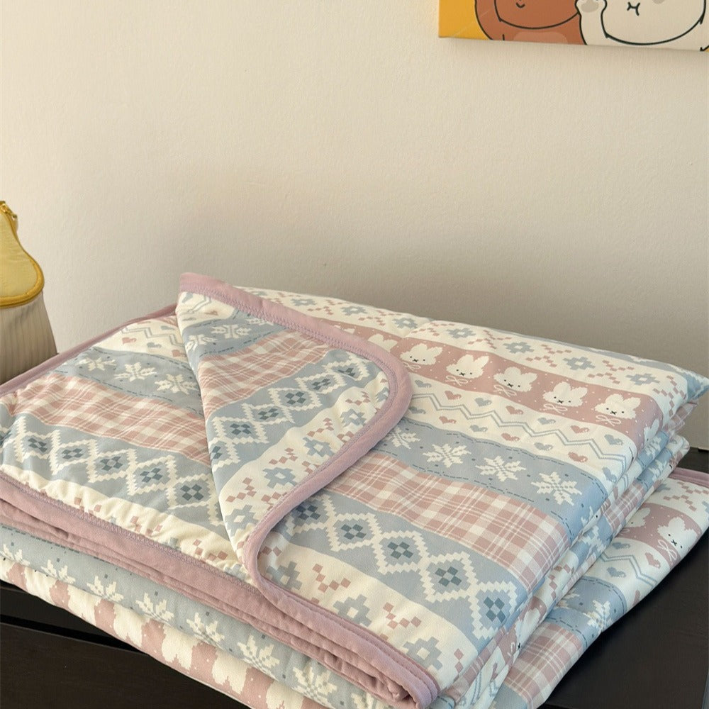 Pink Patchwork Summer Quilted Blanket
