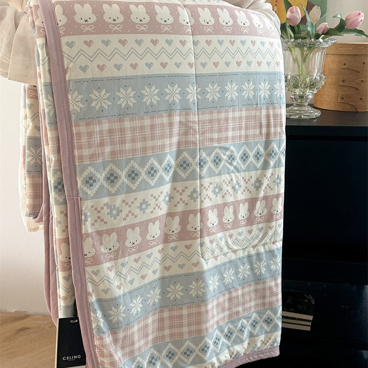 Pink Patchwork Summer Quilted Blanket
