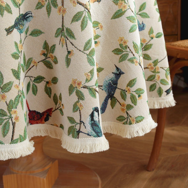 Nature's Songbird Fringe Tablecloth