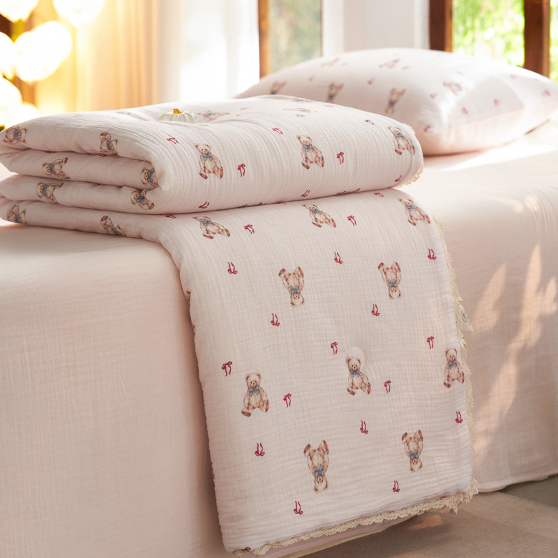 Bear & Cherry Summer Quilted Blanket